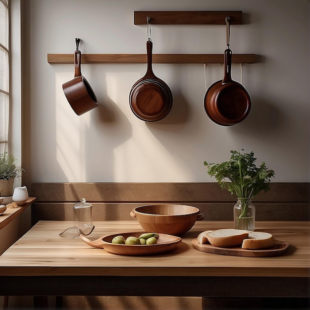木製のテーマのキッチンモデル
