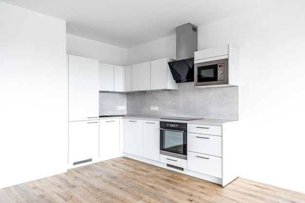 Kitchen in a new apartment in an apartment building