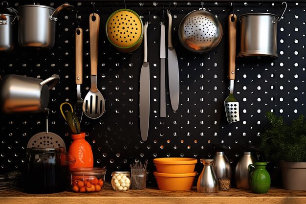 kitchen pegboard design Profesional advertising Food Photography AI Generated