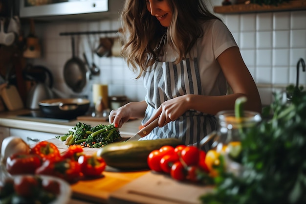 Kitchen Scene with Woman and Vegetables