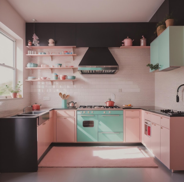 Kitchen set interior design generative ai