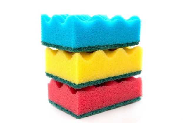 Kitchen sponge on white cutout