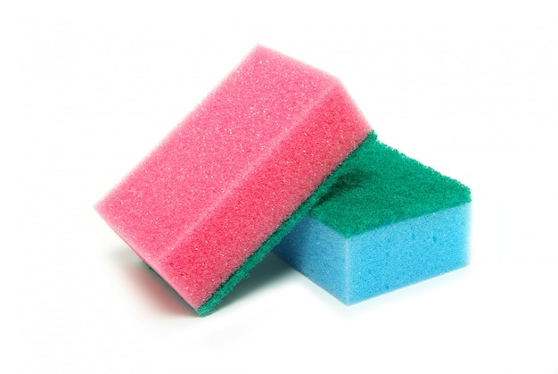 Kitchen sponges on white