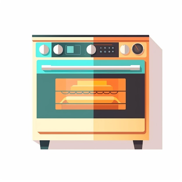 Photo a kitchen stove with a yellow and orange oven