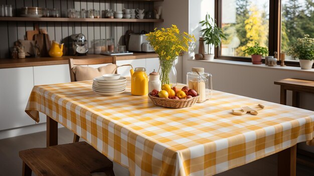 Kitchen Tablecloth on White Kitchen Table