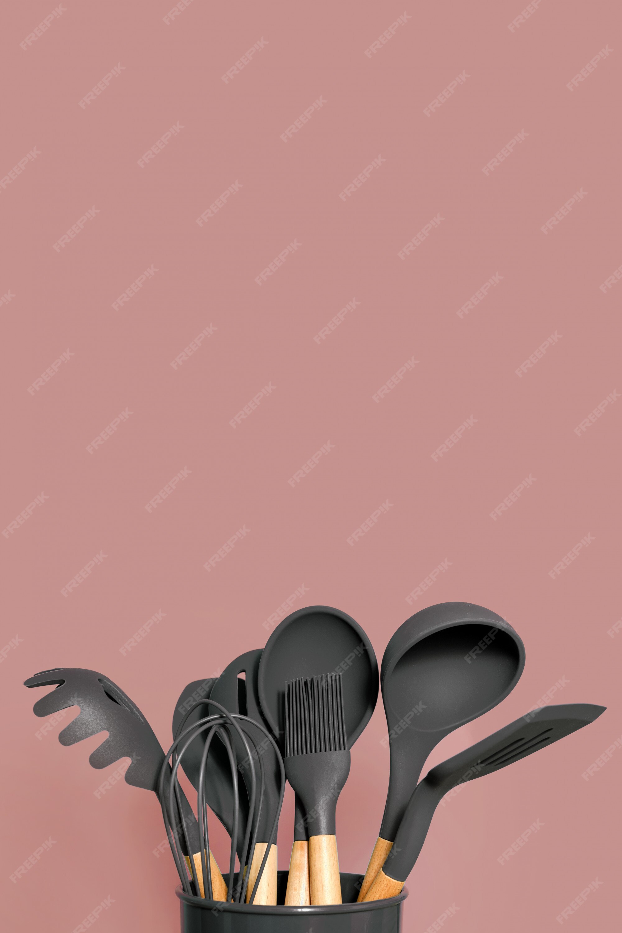 Kitchen utensils background with copyspace, home kitchen decor