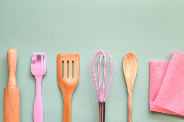 Kitchen utensils for bakery with copy space