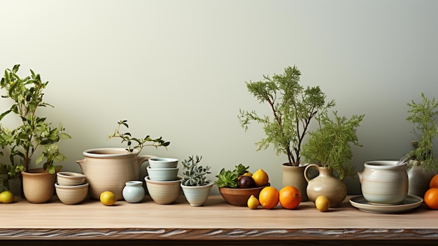 Kitchen utensils cooking ingredients and kitchenware on white counter table Mock up