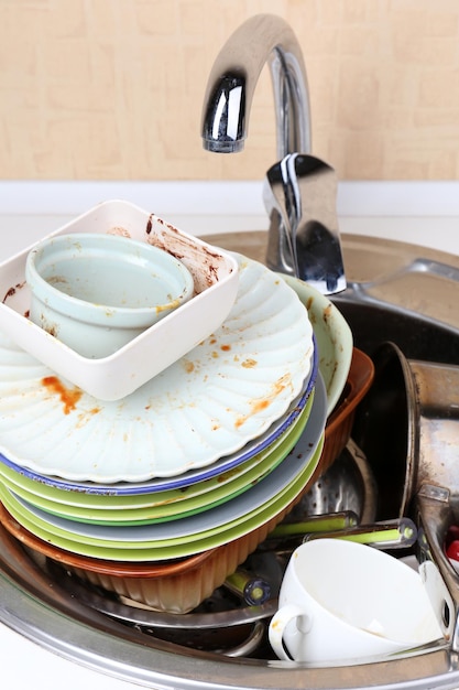 Kitchen utensils need wash close up