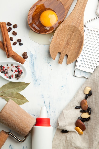 Kitchen utensils on white background