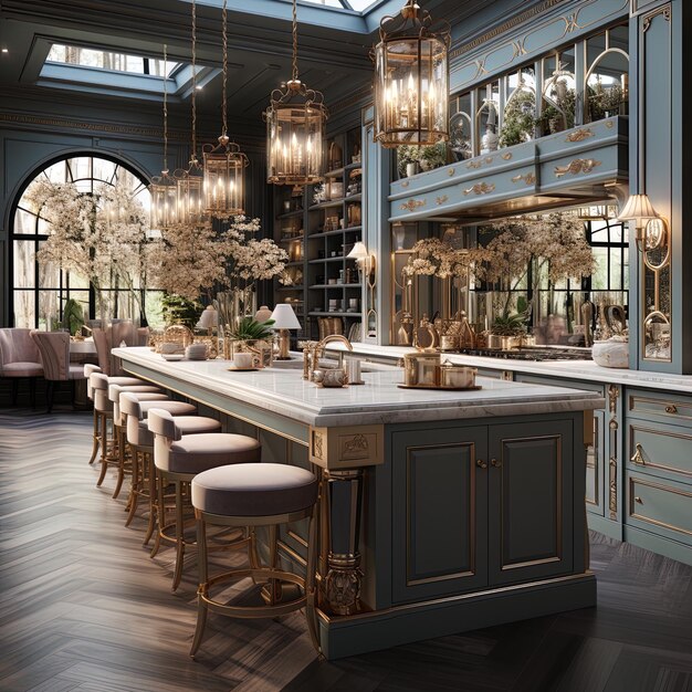 a kitchen with a chandelier that says  chandelier