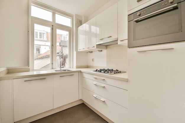 Kitchen with contemporary furniture and appliances