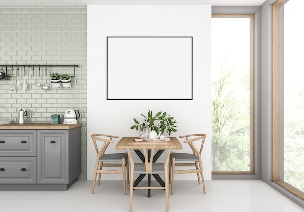 Photo kitchen with empty horizontal frame