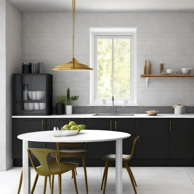 A kitchen with a large island with a bowl on it