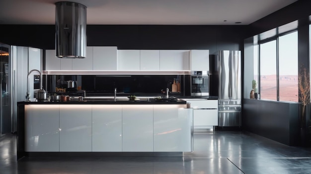 Kitchen With Large Window and Sink