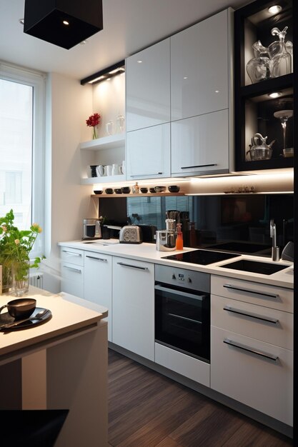 Kitchen with small space and modern design