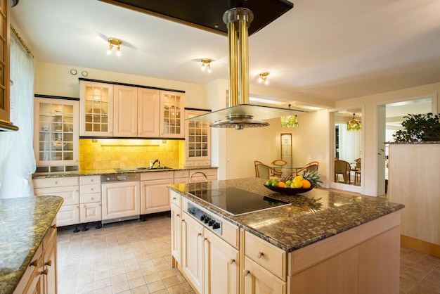 A kitchen with a stove and a stove