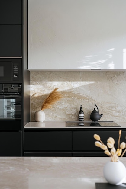 Kitchen With Vase of Flowers on Counter A Refreshing Decorative Touch