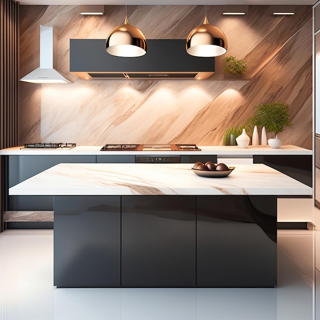 a kitchen with a white counter top and black cabinets