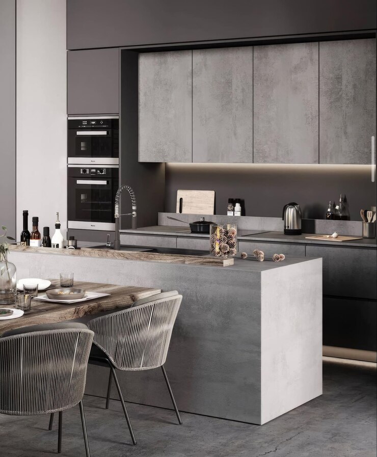 Photo a kitchen with a wine bottle on the counter