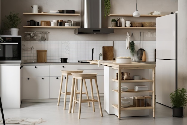 A kitchen with zero waste and circular economy solutions for cooking and cleaning