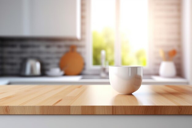 kitchen wood tabletop mockup scene