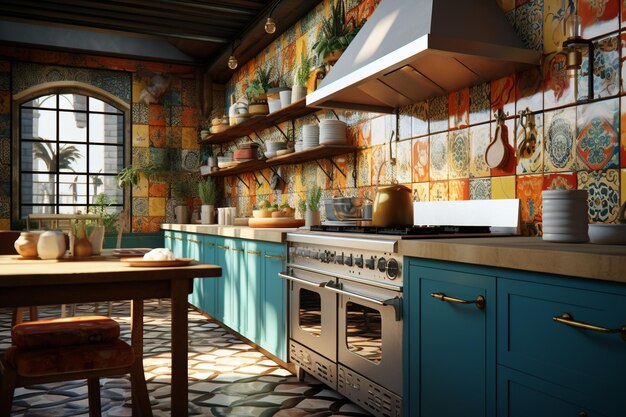 Kitchens with colorful tiles