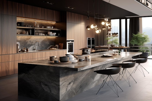 Kitchens with quartz island