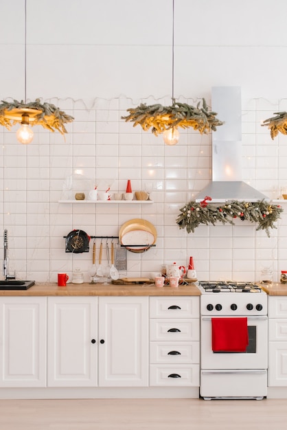 Premium Photo | Kitchenware and decor on a white shelf in a cozy ...