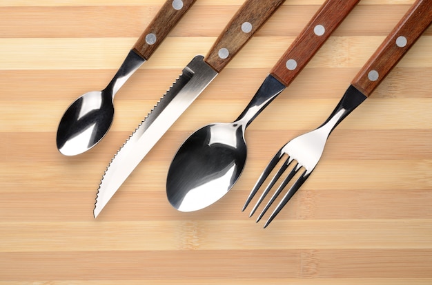 Kitchenware on a wooden background