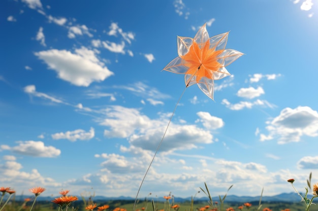 Kite flying in blue sky professional photography