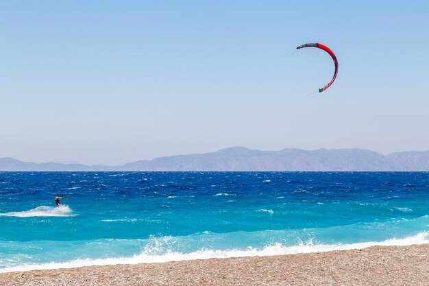 Kite surfer in the sea