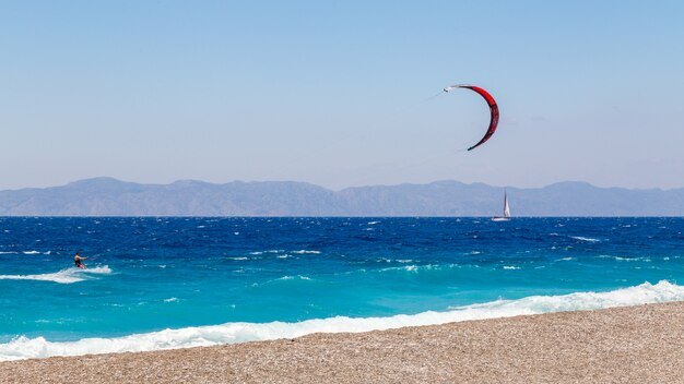 Kite surfer in the sea