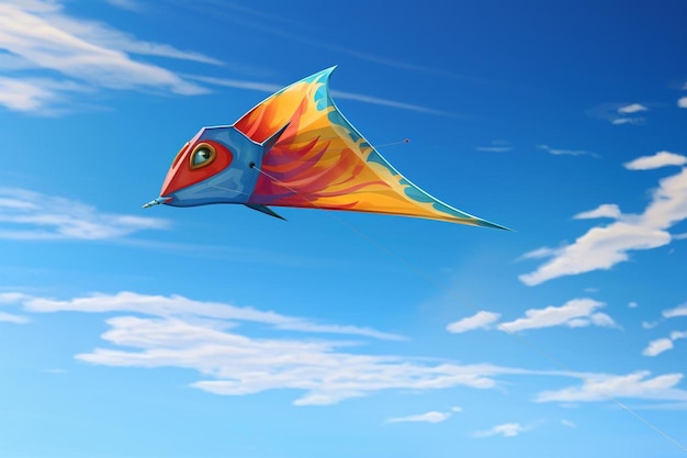 Photo a kite that has a fish on it in the sky