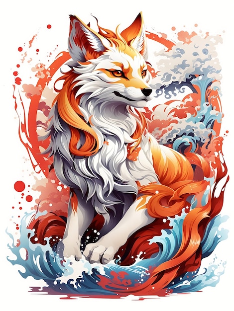 Premium AI Image | kitsune tattoo design