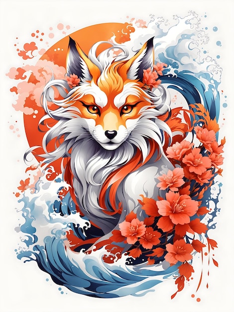 Foto kitsune tattoo-ontwerp