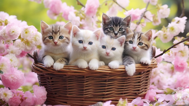котенок в корзине милые обои для кошек и фон