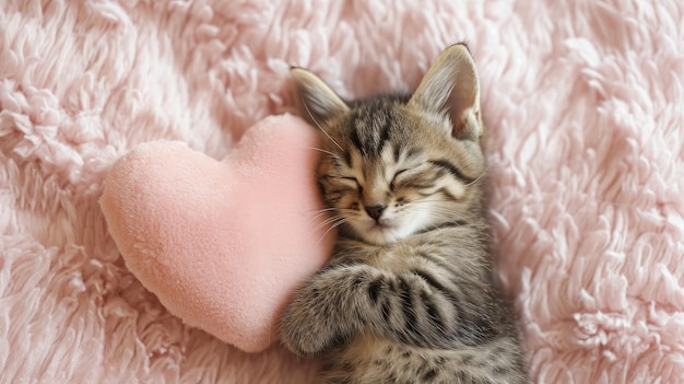 Котёнок на одеяле с мягким сердцем