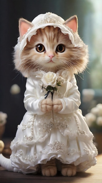 Кошачья невеста HD 8K обои Фотографическое изображение