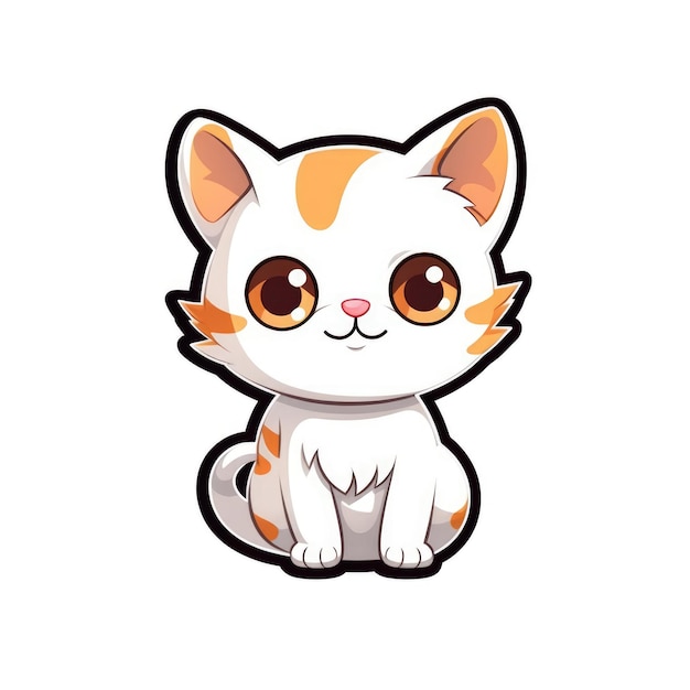 Kitten cartoon illustration sticker on a white background cat generative ai