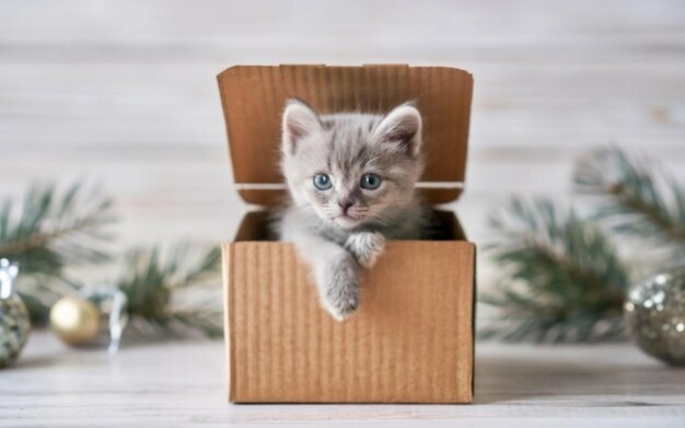 Photo kitten coming out of a box cat games