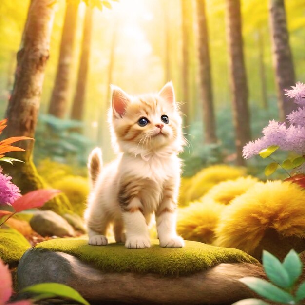 Photo kitten exploring nature