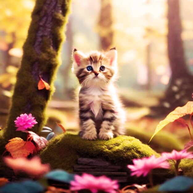 kitten exploring nature