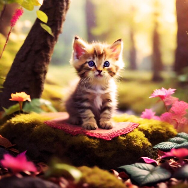 kitten exploring nature