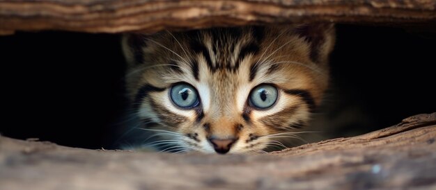 Photo kitten hid face with paws