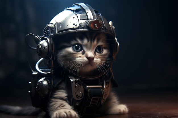 kitten in retrofuture ruimte marine pantser