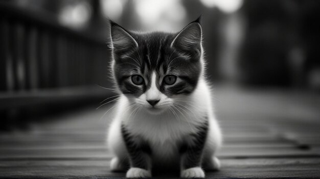 a kitten is sitting on a mat with the name quot the quot on it