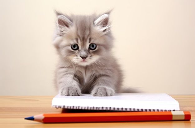 A kitten on a notebook