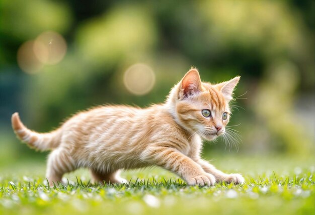 Kitten Plays with Dandelion in Sunlit Meadow