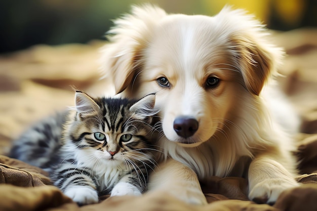 kitten and puppy AI generated image